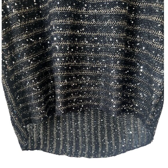 NWT Chico’s Black Gold Sparkle Stripe Lindsey Pullover Sweater Large Reg. $109 - Picture 5 of 9